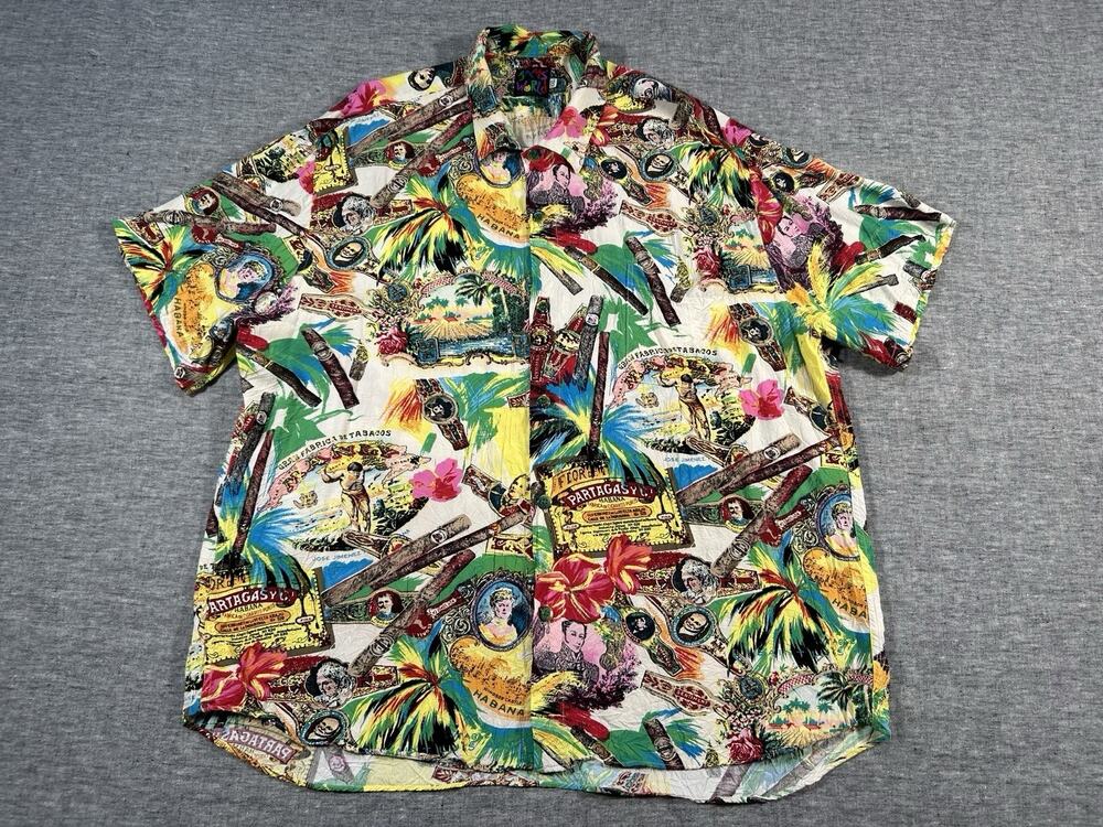 Vintage Jams World Shirt Mens XXL Habana Cuban Cigars Tropical Short Sleeve
